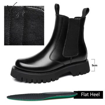 Xajzpa - Chelsea Man Boot Elevator Winter Men Leather Shoe Height Increased High Top Male Platform